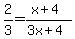 2%2F3=%28x%2B4%29%2F%283x%2B4%29