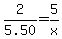 2%2F5.50=5%2Fx
