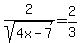 2%2Fsqrt%284x-7%29=2%2F3