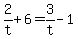 2%2Ft%2B6=3%2Ft-1