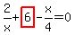 2%2Fx%2Bhighlight_red%28+6+%29-x%2F4=0