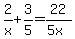 2%2Fx+%2B+3%2F5+=+22%2F%285x%29
