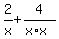 2%2Fx+%2B+4%2F%28x%2Ax%29