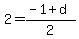 2=%28-1%2Bd%29%2F2