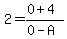2=%280%2B4%29%2F%280-A%29