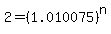 2=%281.010075%29%5En