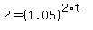 2=%281.05%29%5E%282%2At%29