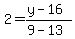 2=%28y-16%29%2F%289-13%29