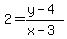 2=%28y-4%29%2F%28x-3%29