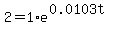2=1%2Ae%5E%280.0103t%29