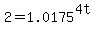 2=1.0175%5E%284t%29