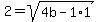 2=sqrt%284b-1%2A1%29