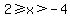 2%3E=x%3E-4