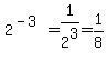 2%5E%28-3%29+=+1%2F2%5E3+=+1%2F8