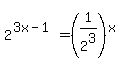 2%5E%283x-1%29=%281%2F2%5E3%29%5Ex