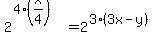 2%5E%284%28x%2F4%29%29+=+2%5E%283%283x-y%29%29