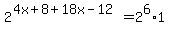 2%5E%284x%2B8%2B18x-12%29+=2%5E6%2A1
