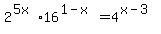 2%5E%285x%29%2A16%5E%281-x%29=4%5E%28x-3%29