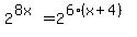 2%5E%288x%29=+2%5E%286%28x%2B4%29%29