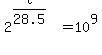 2%5E%28t%2F28.5%29+=+10%5E9