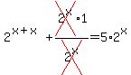 2%5E%28x%2Bx%29+%2B+cross%282%5Ex%29%2A1%2Fcross%282%5Ex%29+=+5%2A2%5Ex