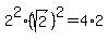 2%5E2%2A%28sqrt%282%29%29%5E2+=+4%2A2