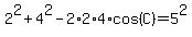 2%5E2%2B4%5E2-2%2A2%2A4%2Acos%28C%29=5%5E2
