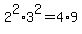 2%5E2+%2A+3%5E2+=+4%2A9