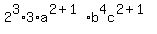 2%5E3%2A3%2Aa%5E%282%2B1%29b%5E4c%5E%282%2B1%29