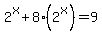 2%5Ex%2B8%282%5Ex%29=9