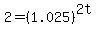 2+=+%281.025%29%5E%282t%29