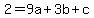 2+=+9a+%2B+3b+%2B+c