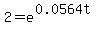 2+=+e%5E%280.0564t%29