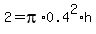 2+=+pi%2A0.4%5E2%2Ah