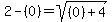2-%280%29+=+sqrt%28%280%29%2B4%29