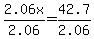 2.06x%2F2.06=42.7%2F2.06
