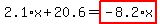 2.1%2Ax%2B20.6=highlight_red%28+-8.2%2Ax+%29