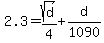 2.3=sqrt%28d%29%2F4%2Bd%2F1090