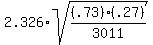2.326%2Asqrt%28%28.73%29%28.27%29%2F3011%29