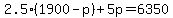 2.5%281900-p%29%2B5p=6350