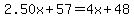 2.50x%2B57=4x%2B48