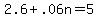 2.6+%2B+.06n+=+5