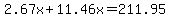 2.67x%2B11.46x=211.95