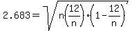 2.683=sqrt%28n%2812%2Fn%29%281-12%2Fn%29%29