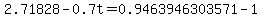 2.71828+-+0.7t=+0.9463946303571-1+