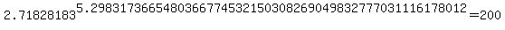 2.71828183%5E5.2983173665480366774532150308269049832777031116178012=200.0000