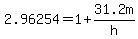 2.96254=1%2B31.2m%2Fh