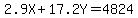 2.9X%2B17.2Y=4824%7D%7D%0D%0A%7B%7B%7B20.1Y=4824