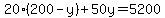 20%28200-y%29%2B50y=5200