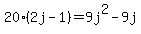 20%282j-1%29=9j%5E2-9j